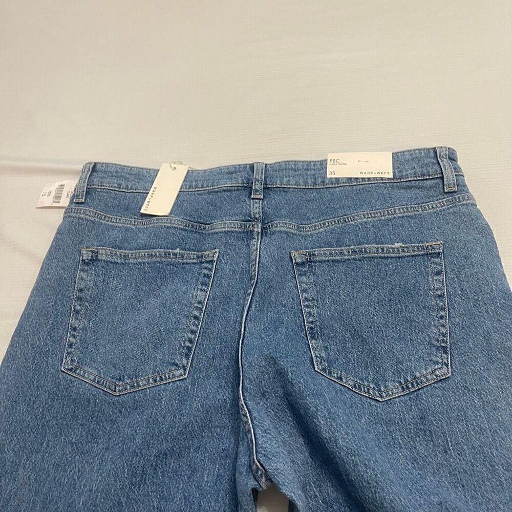 NWT Warp + Weft Clare Puebla Tapered Denim Jeans Size 35 X 32 New - Picture 9 of 10